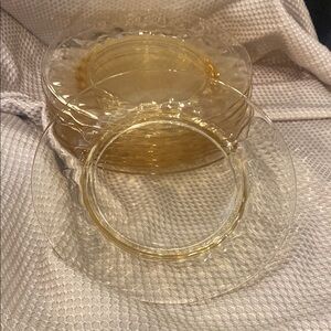 Set of 8 Amber depression Glass Plates